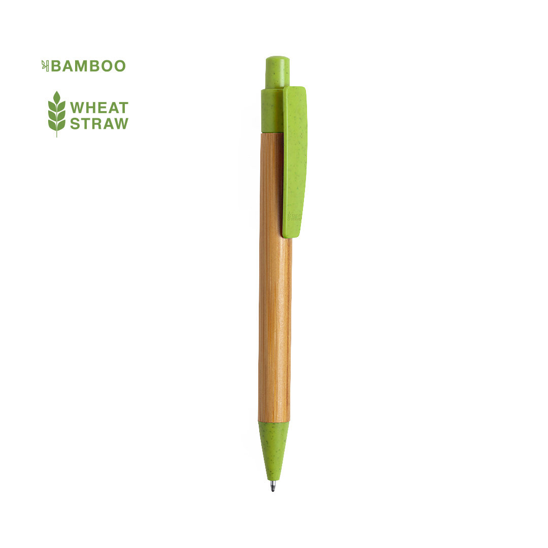 Bolígrafo de Bambú Linea Natural con Accesorios de Paja de Trigo - Cabra del Santo Cristo