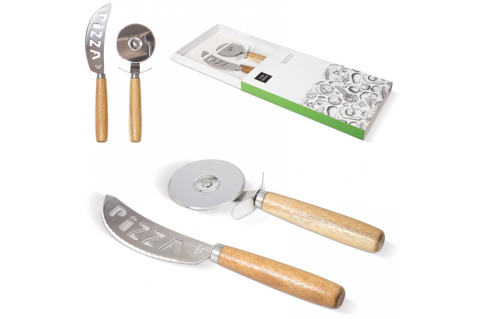 Set de Corte para Pizza con Mango de Madera de Acacia - Canovelles