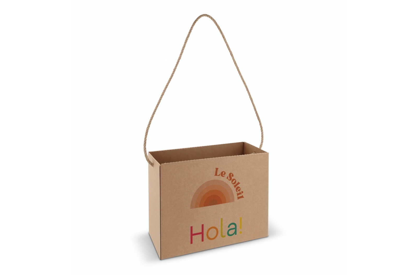 Bolsa de regalo horizontal sostenible de cartón europeo con asas de yute - Genalguacil
