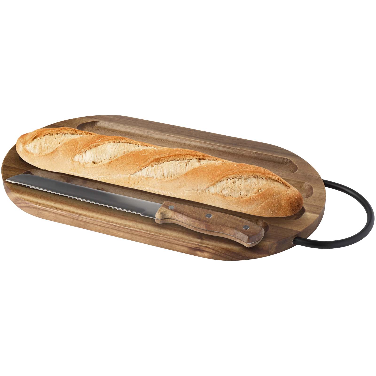Tabla de Corte de Acacia con Cuchillo Panadero - Utebo