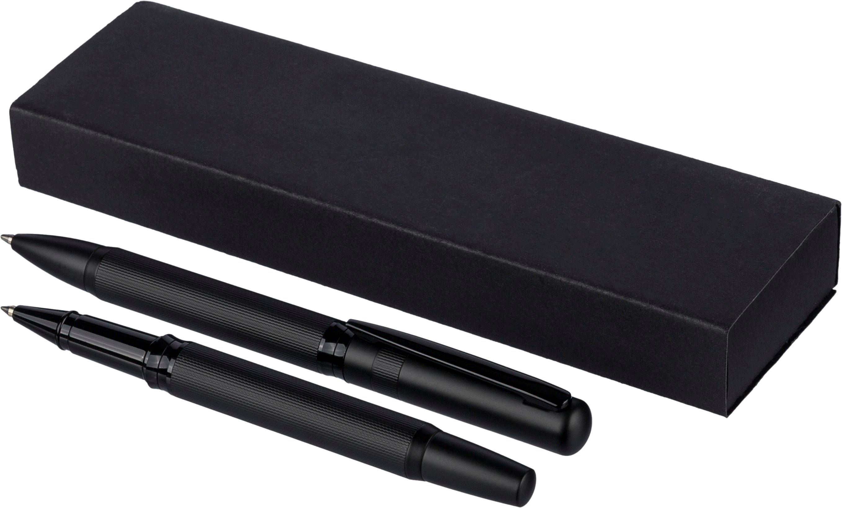 Conjunto de bolígrafos de metal y ecobrass Elegancia - Arzúa impreso con logotipo