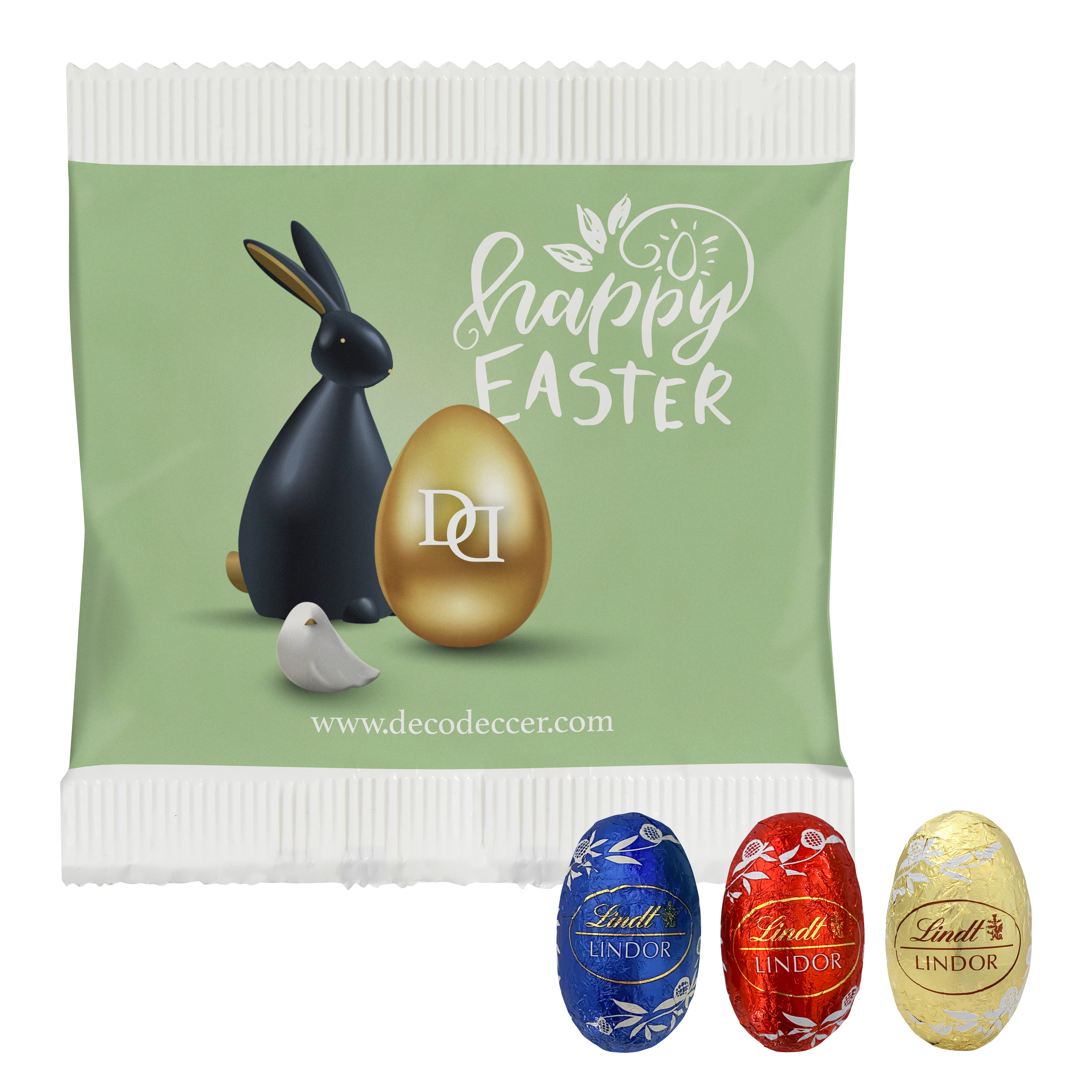 Huevitos de Chocolate Trío Lindt - Villanueva de la Fuente impreso con logotipo