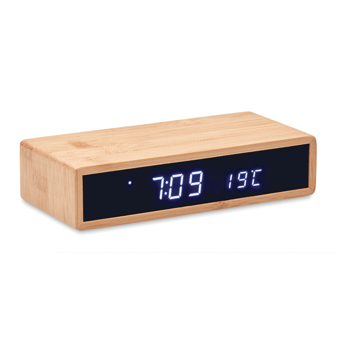 Reloj despertador de cargador inalámbrico de bambú - Hinton Waldrist - Soria