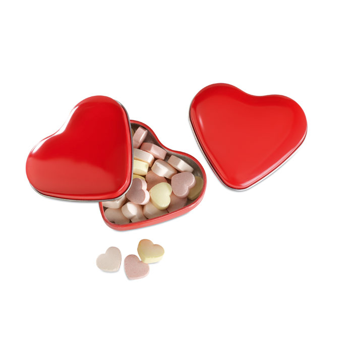 Caja de lata en forma de corazón con dulces caramelos - Manlleu