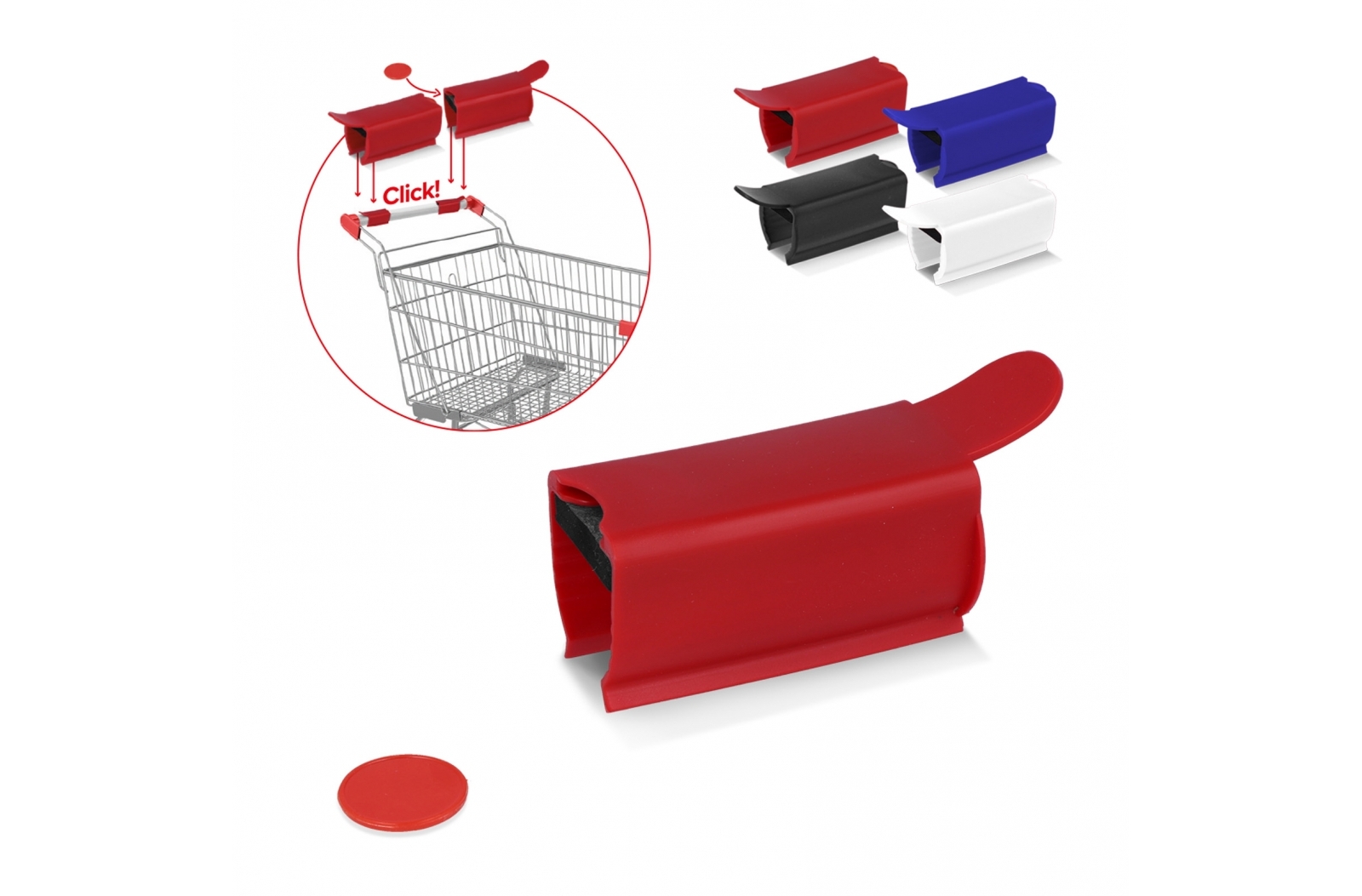 Clip antibacteriano para carrito de compras con moneda - Balconchán