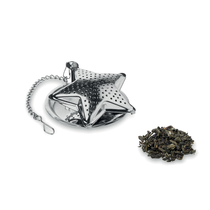 Infusor de Té de Hojas Sueltas de Acero Inoxidable con Cadena Extendida y Placa Mini - Turleque