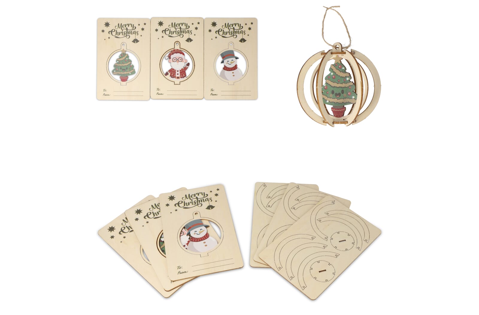 Adornos Navideños de Madera FSC Diversión Festiva - Umbrete