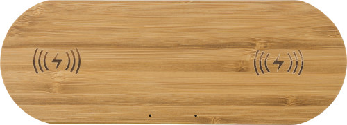 Cargador Inalámbrico Doble de Bambú con Cable - Almadenejos