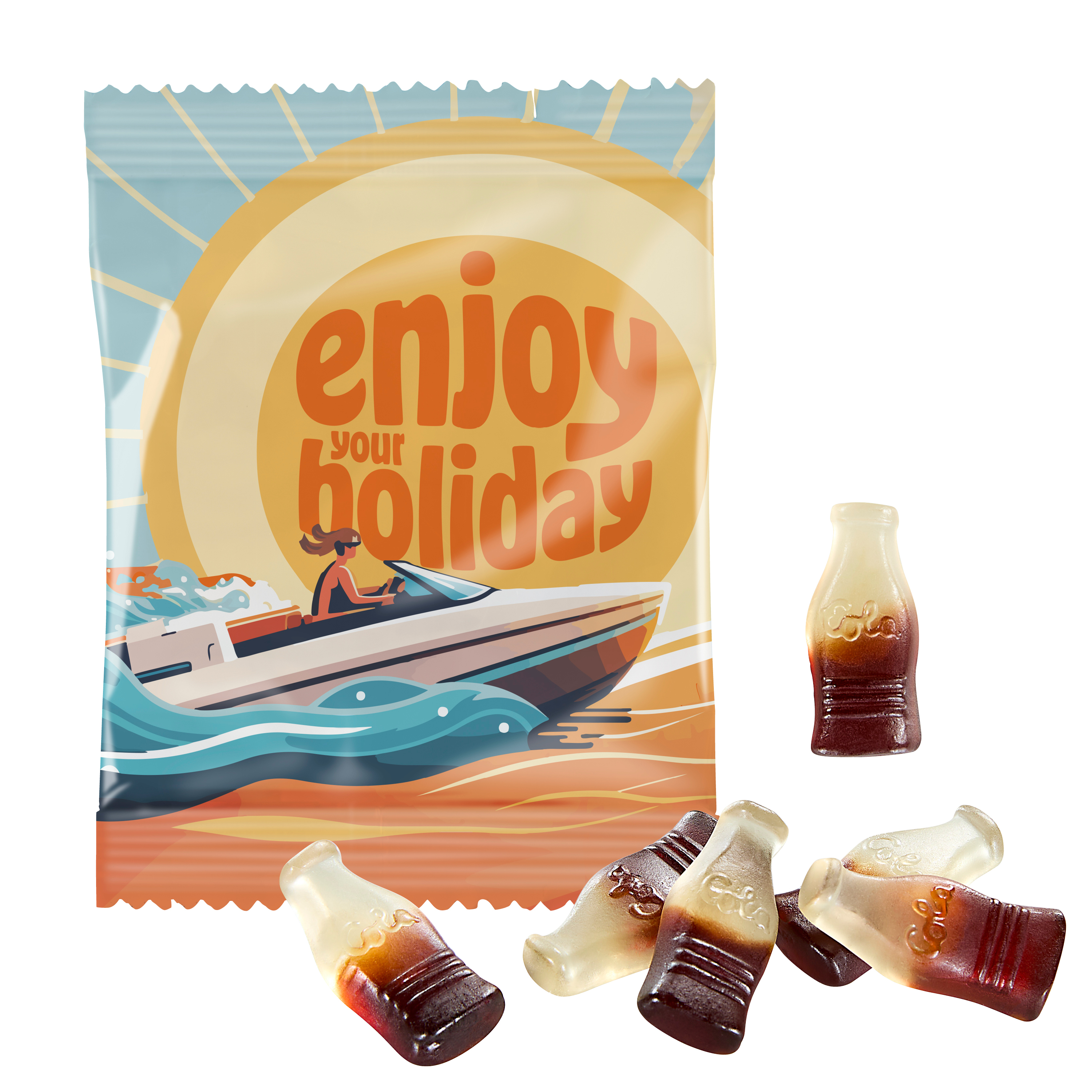 Botellas de Cola de Goma de Fruta - Bárboles impreso con logotipo