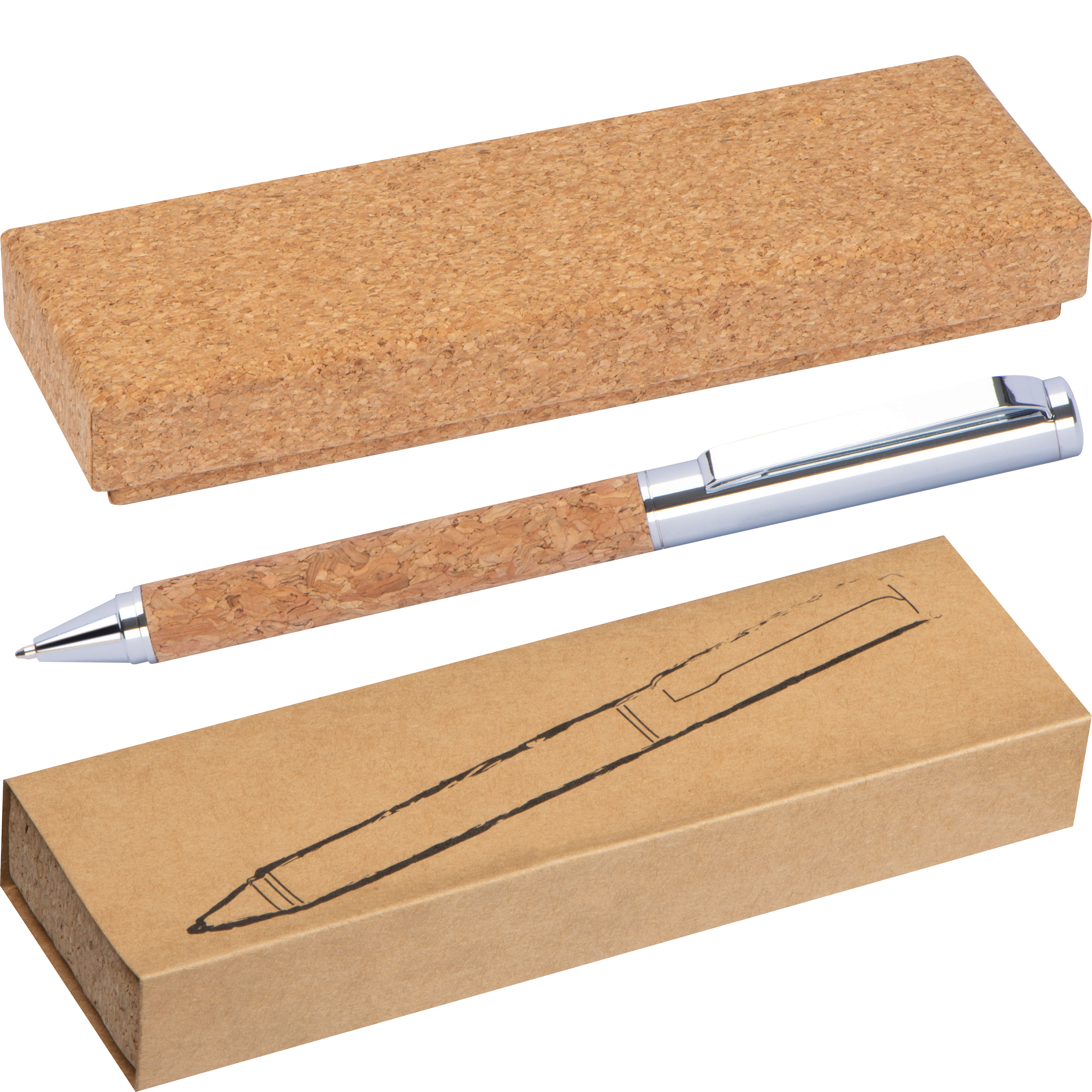 Bolígrafo metálico con capa de corcho y acción de giro - Ellingham - Castellar de Santiago
