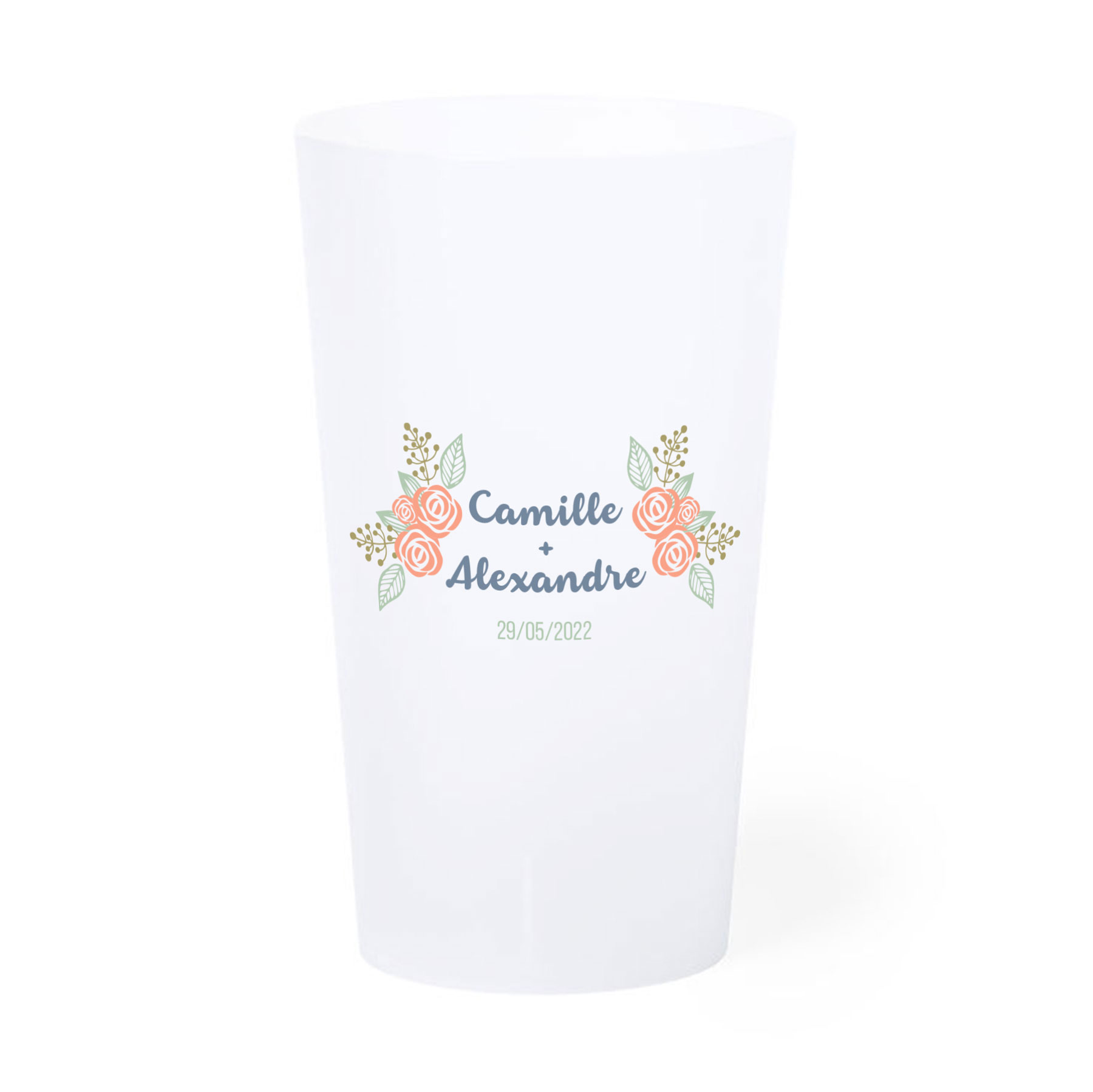 Translucent 33cl personalized cup - Four-color process printing 12.6 cm (Ghost)