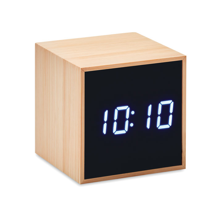 Reloj de alarma con visualización de la hora LED en caja de bambú con visualización de temperatura - As Pontes de García Rodríguez