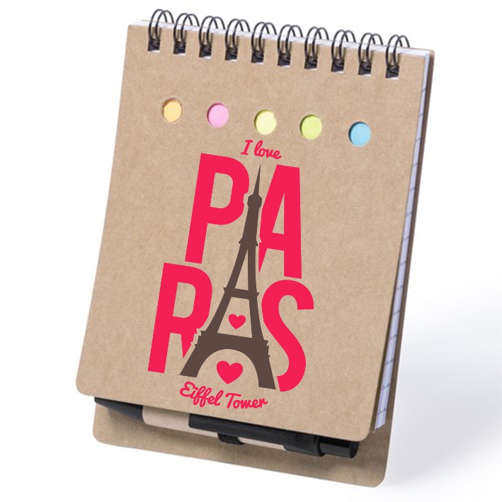 Set de Notas Adhesivas y Bolígrafo de Cartón Reciclado - Sisamón