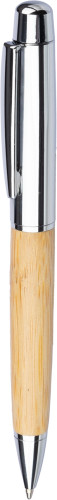 Bolígrafo de acero inoxidable con giro y agarre de bambú - Murero