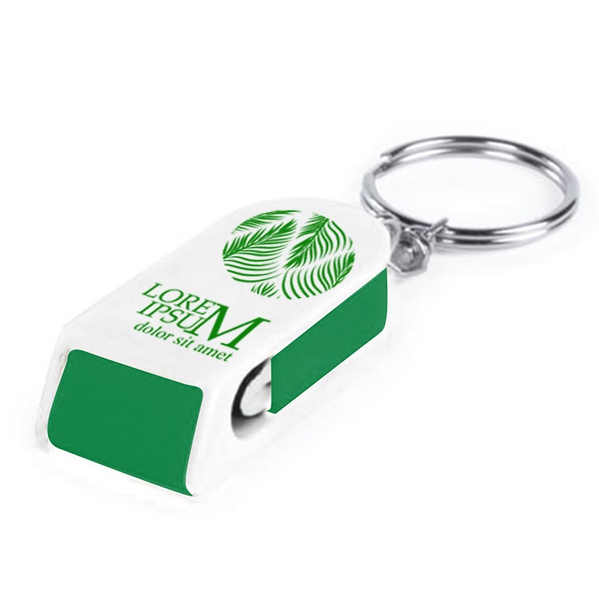 Llavero bicolor con soporte para Smartphone y limpiador de pantalla - Culleredo