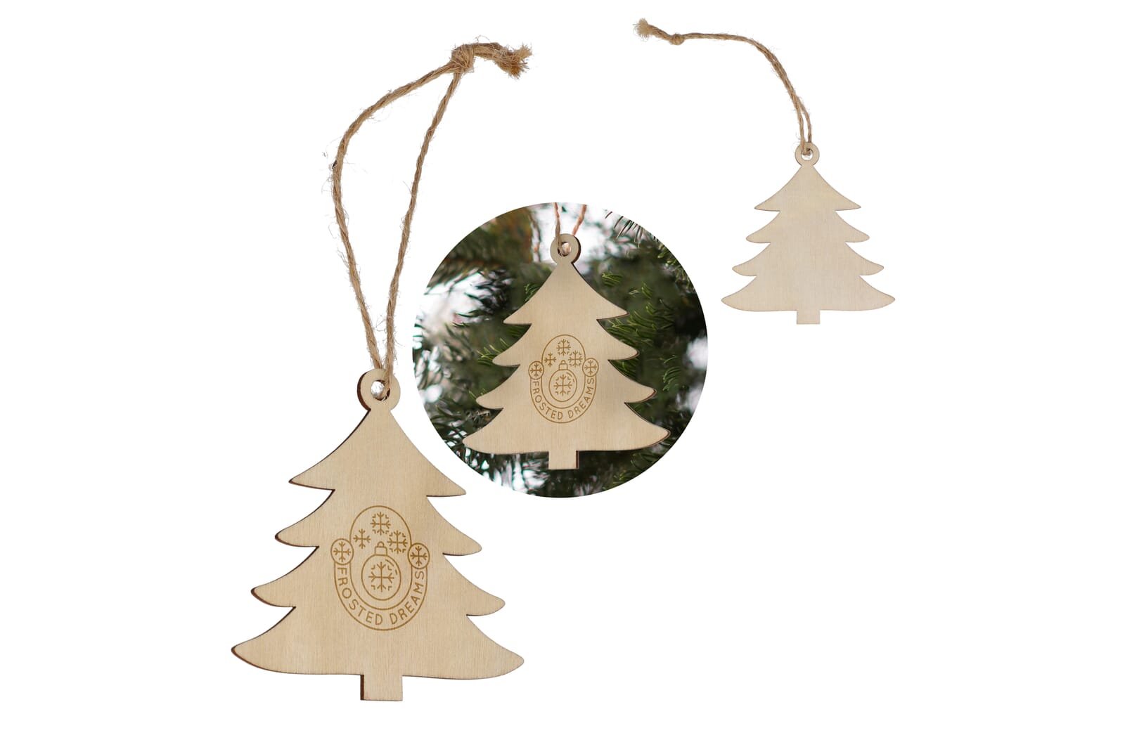 Ornamento Navideño de Madera en Forma de Árbol - Binéfar bedrukken met logo
