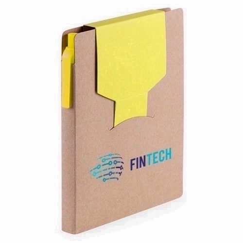 Bloc de notas adhesivas de cartón reciclado bicolor con bolígrafo - Murcia