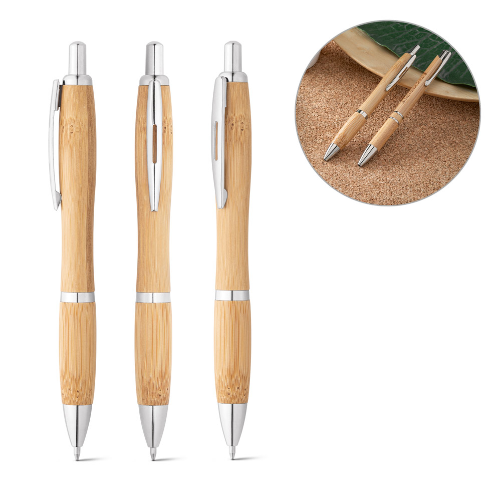 Bolígrafo de bambú con clip - Camprovín