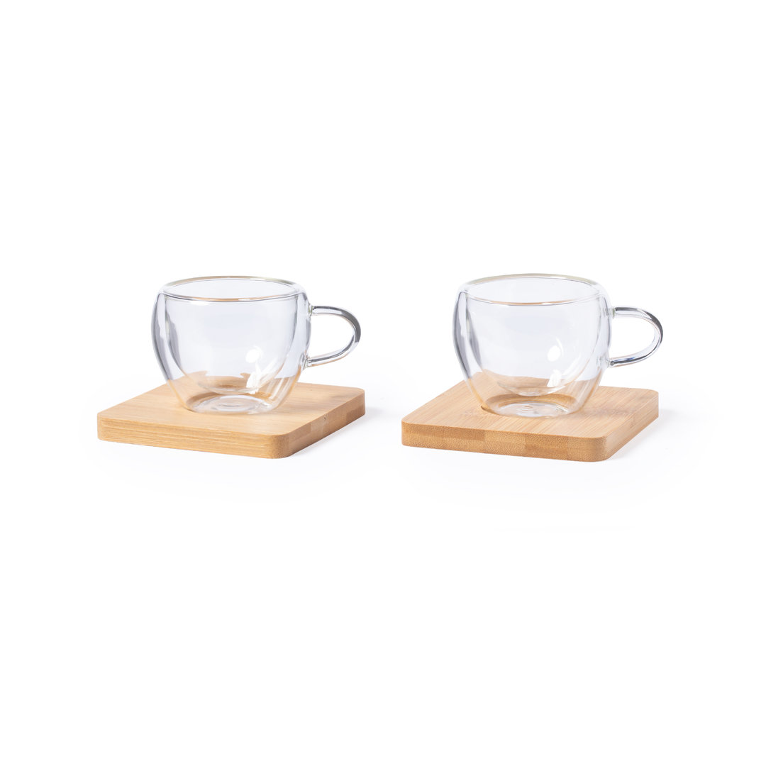 Juego de Tazas de Doble Pared de Vidrio Borosilicato 2x90ml - Villafranca de Ebro