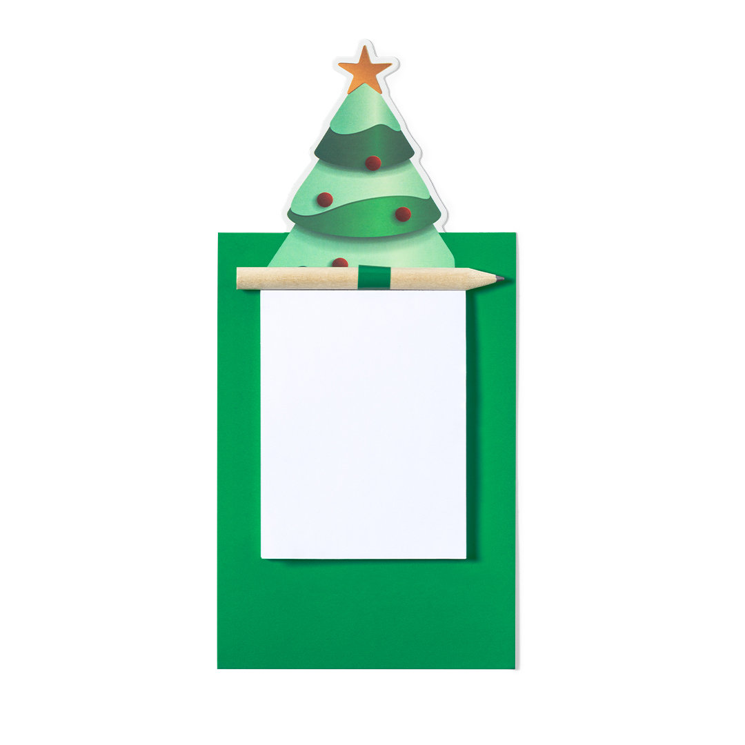 Bloc de notas magnético con diseño de árbol de Navidad y lápiz - Abanilla