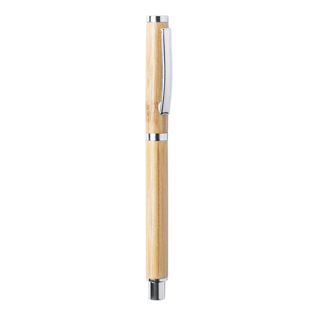 Bolígrafo con Capucha de Bambú y Rodillo de Naturaleza - Plenas