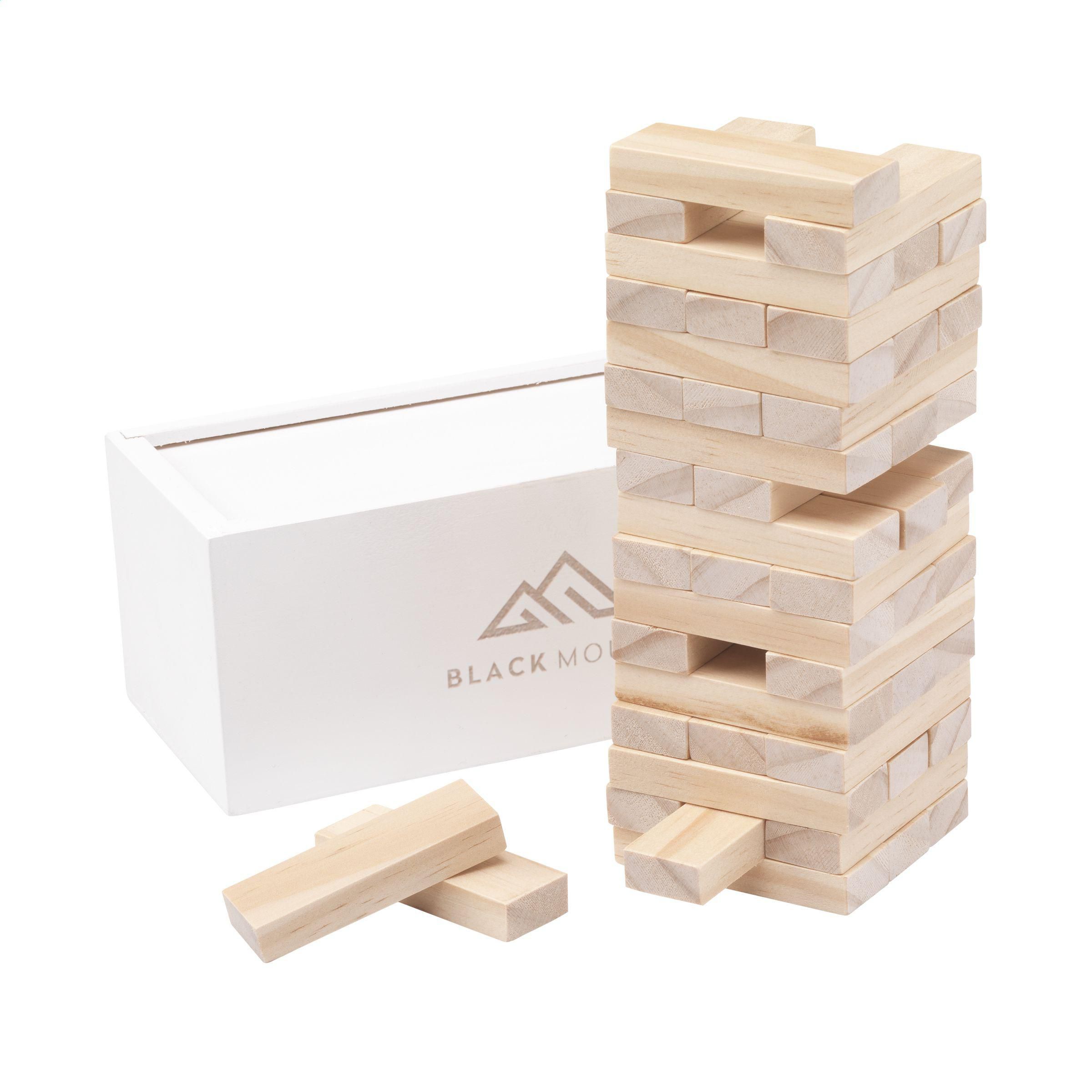Juego de Apilamiento de Madera Deluxe - Los Navalmorales impreso con logotipo
