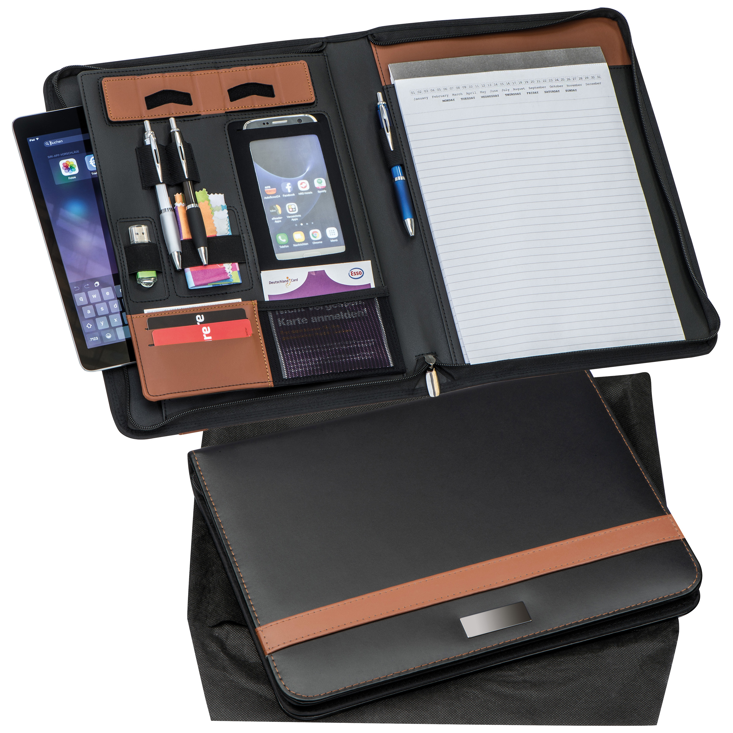 Carpeta de cuero con cremallera para ejecutivos - Aldington - Matadepera