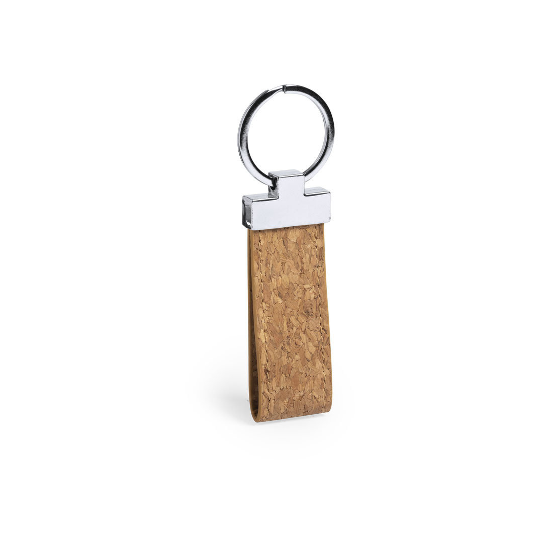 Cork & Metal Eco Keychain - Luna impreso con logotipo