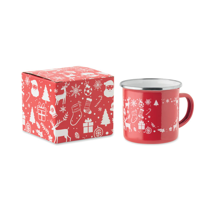 Taza Navideña de Esmalte 300ml - Cuzcurrita de Río Tirón impreso con logotipo