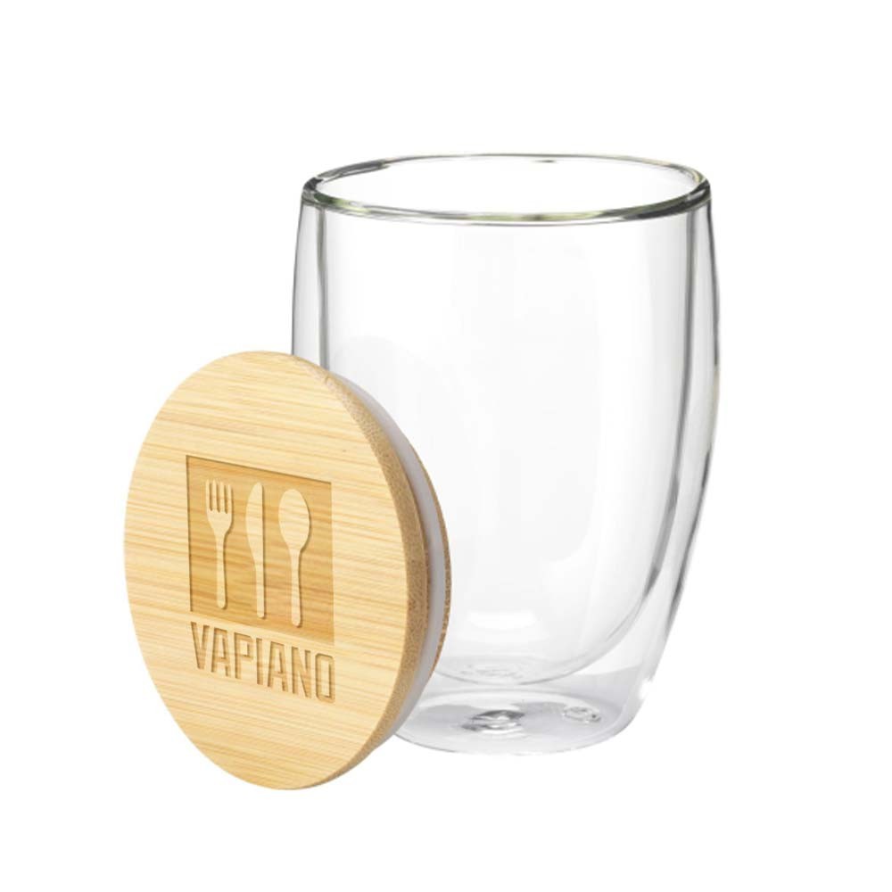 Vidrio Doble Capa con Tapa de Bambú 350ml - Little Witley - Villafranca de Ebro