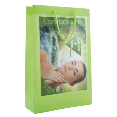 Bolsa reciclable transparente de polipropileno con cordones y ventanas A4 - Arenys de Munt