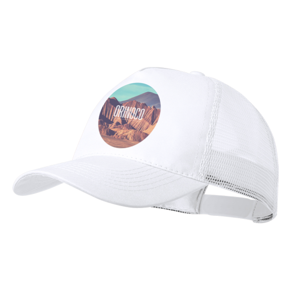 Gorra de malla de poliéster de 5 paneles con cierre de plástico ajustable - Vic
