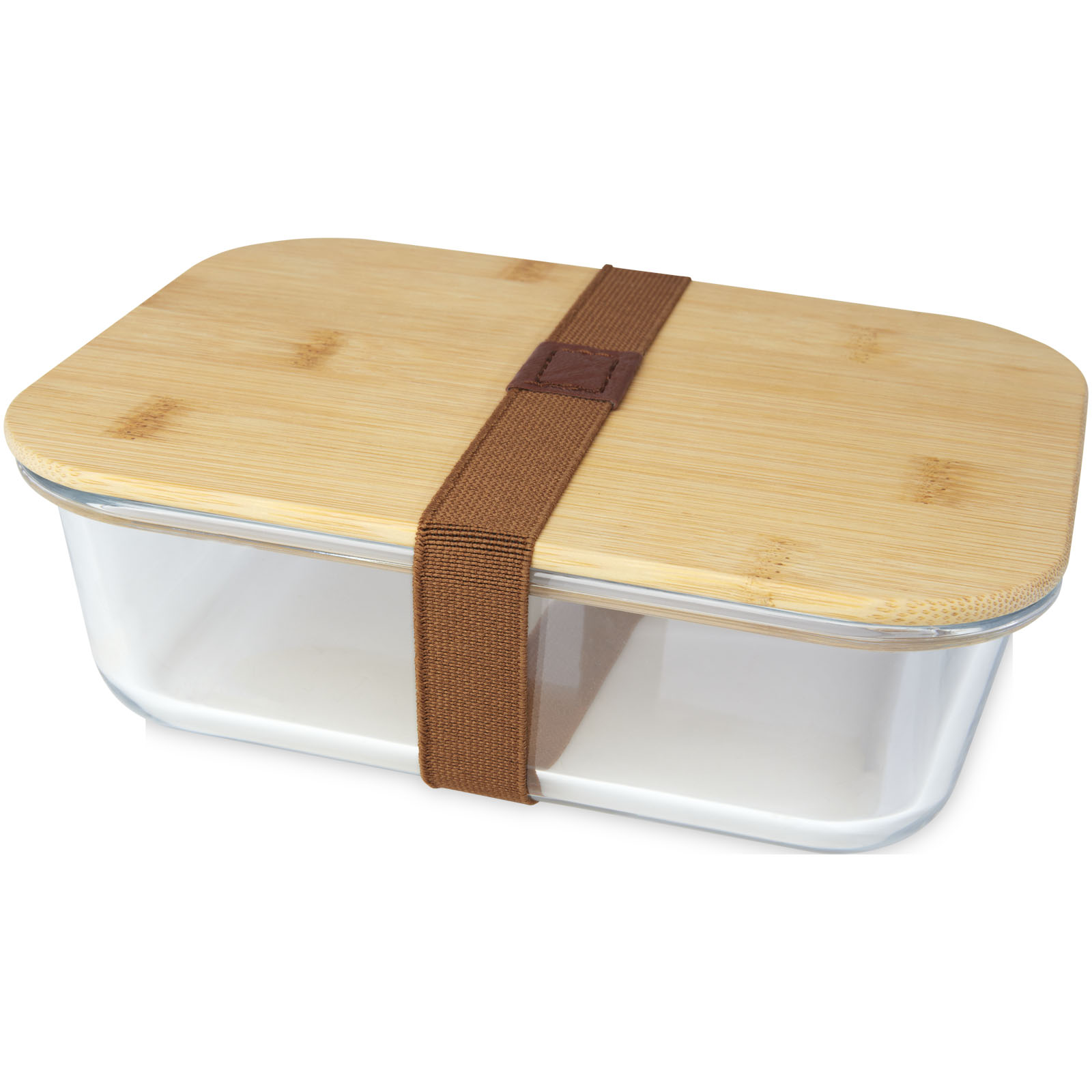 Caja de almuerzo de vidrio rubí con tapa de bambú - Torredonjimeno