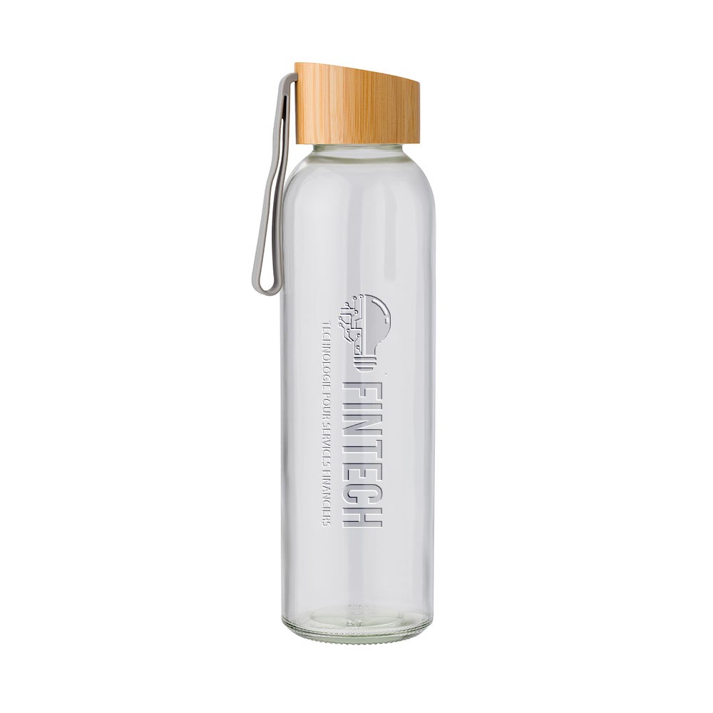 Botella de Bebida de Vidrio con Tapa de Bambú - Torres de Barbués