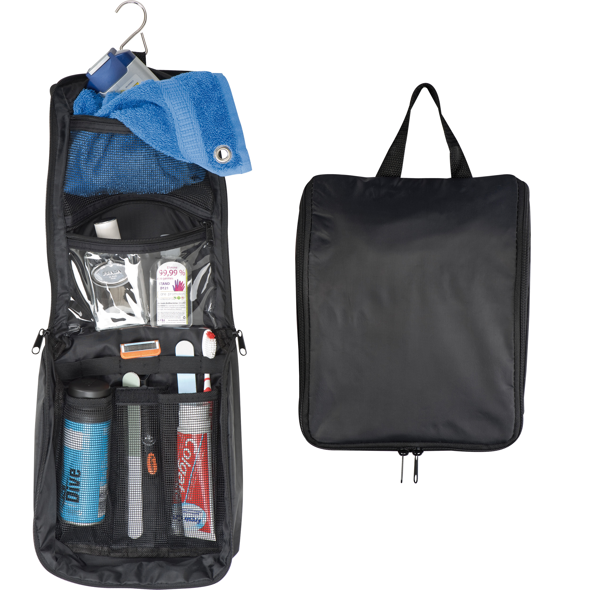 bolsa de aseo hecha de poliéster con un logotipo impreso - Cariñena