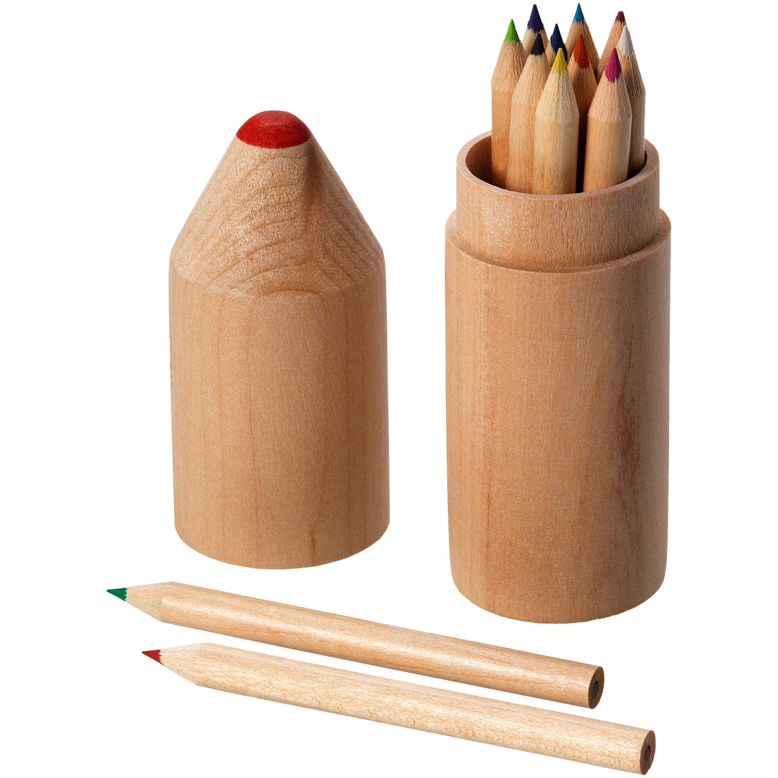Lápices de colores en caja de madera con forma de lápiz - Sádaba