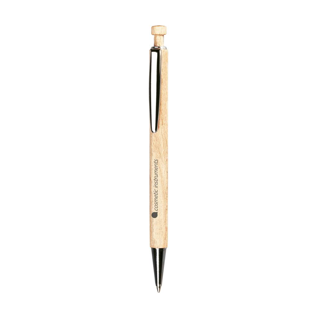 Bolígrafo de madera de haya con clip de cromo - Sant Just Desvern
