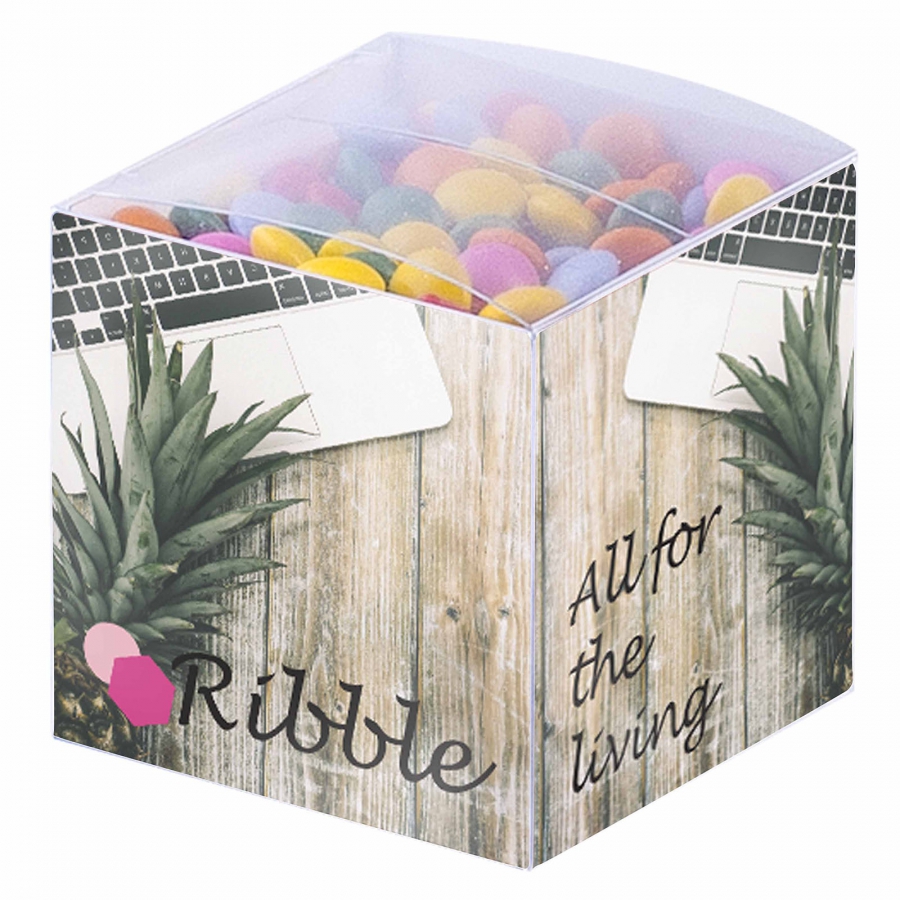 Cubo Transparente con Mini Chocolates - Murillo de Gállego