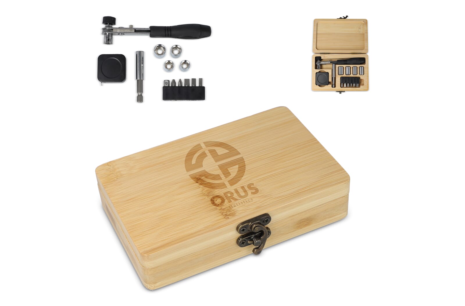 Caja de herramientas de bambú FSC de 13 piezas - Biscarrués