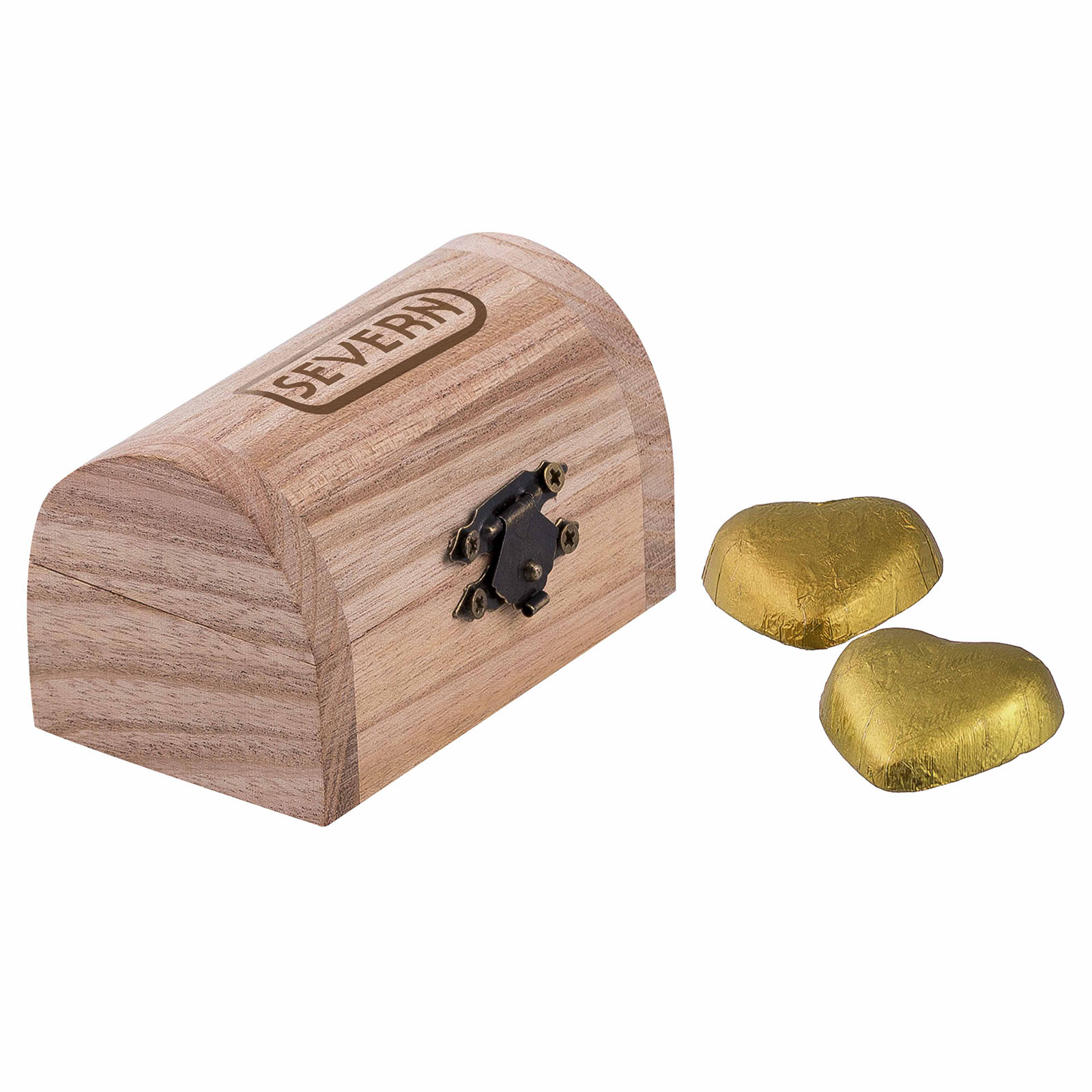 Caja de Tesoro de Corazones de Chocolate con Hojilla de Oro - Villanueva de Alcardete