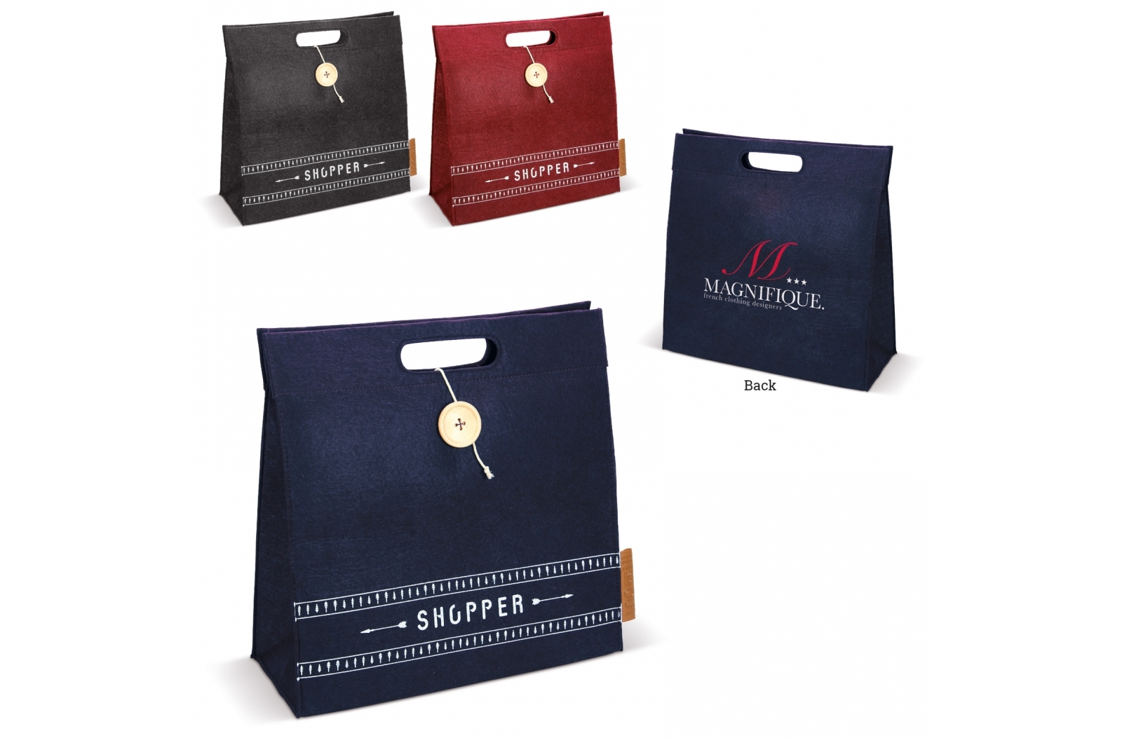 Amplia bolsa de compras de fieltro con gran cierre de botón - Sant Andreu de Llavaneres