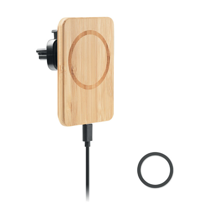 Cargador Inalámbrico de Coche de Bambú Magnético - Sediles