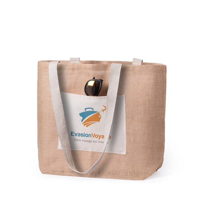 Bolsa de Yute Reforzada con Bolsillo de Algodón - Pina de Ebro