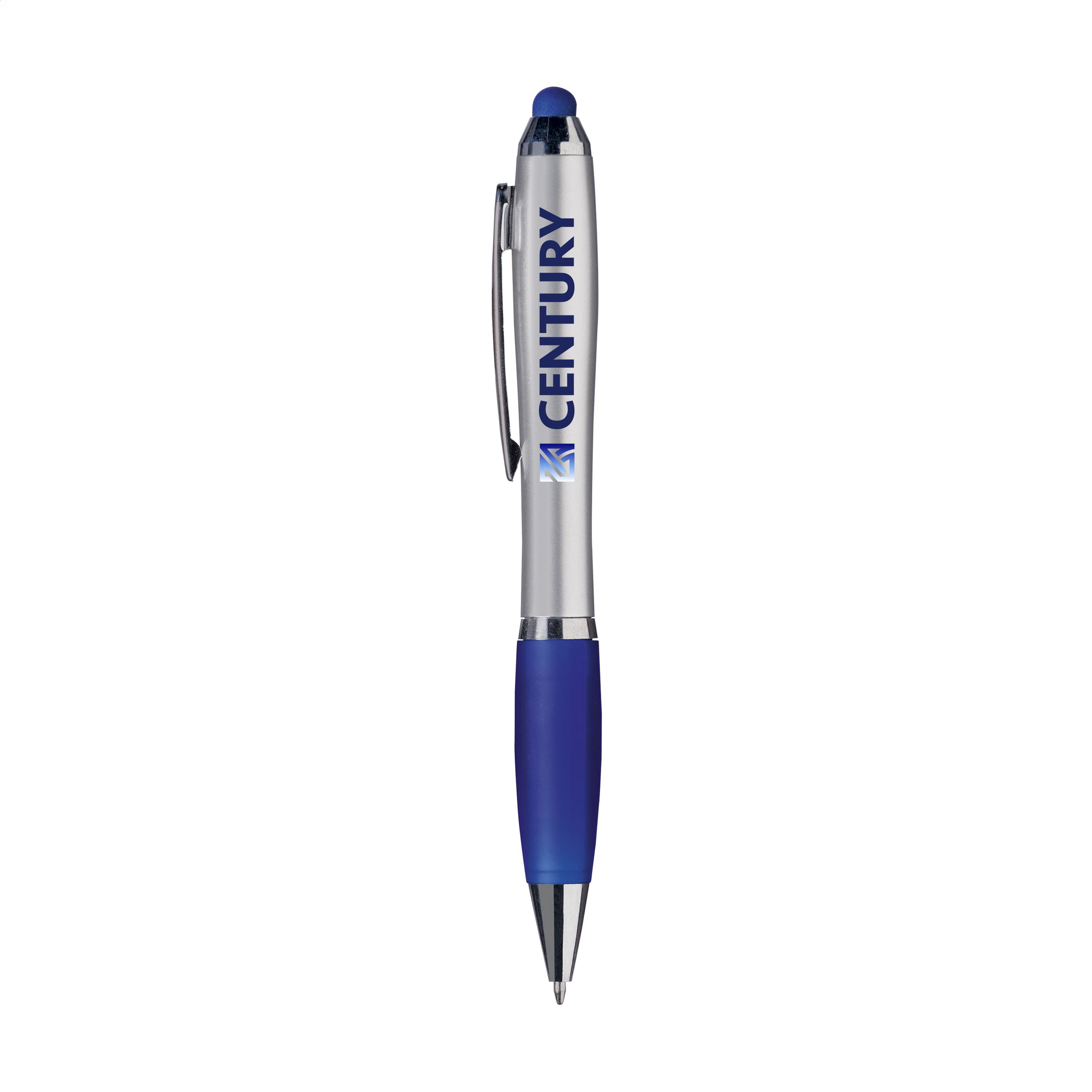 Un bolígrafo de tinta azul que también funciona como un lápiz táctil para pantalla táctil - Little Snoring - Jabalquinto