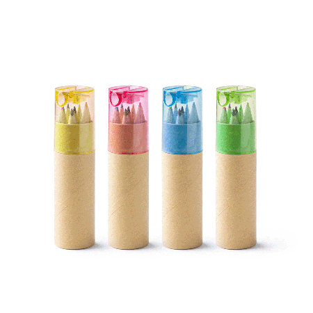 BISA 6 Crayones con Sacapuntas para Lápices de Colores en Caja de Cartón Redonda - Molins de Rei