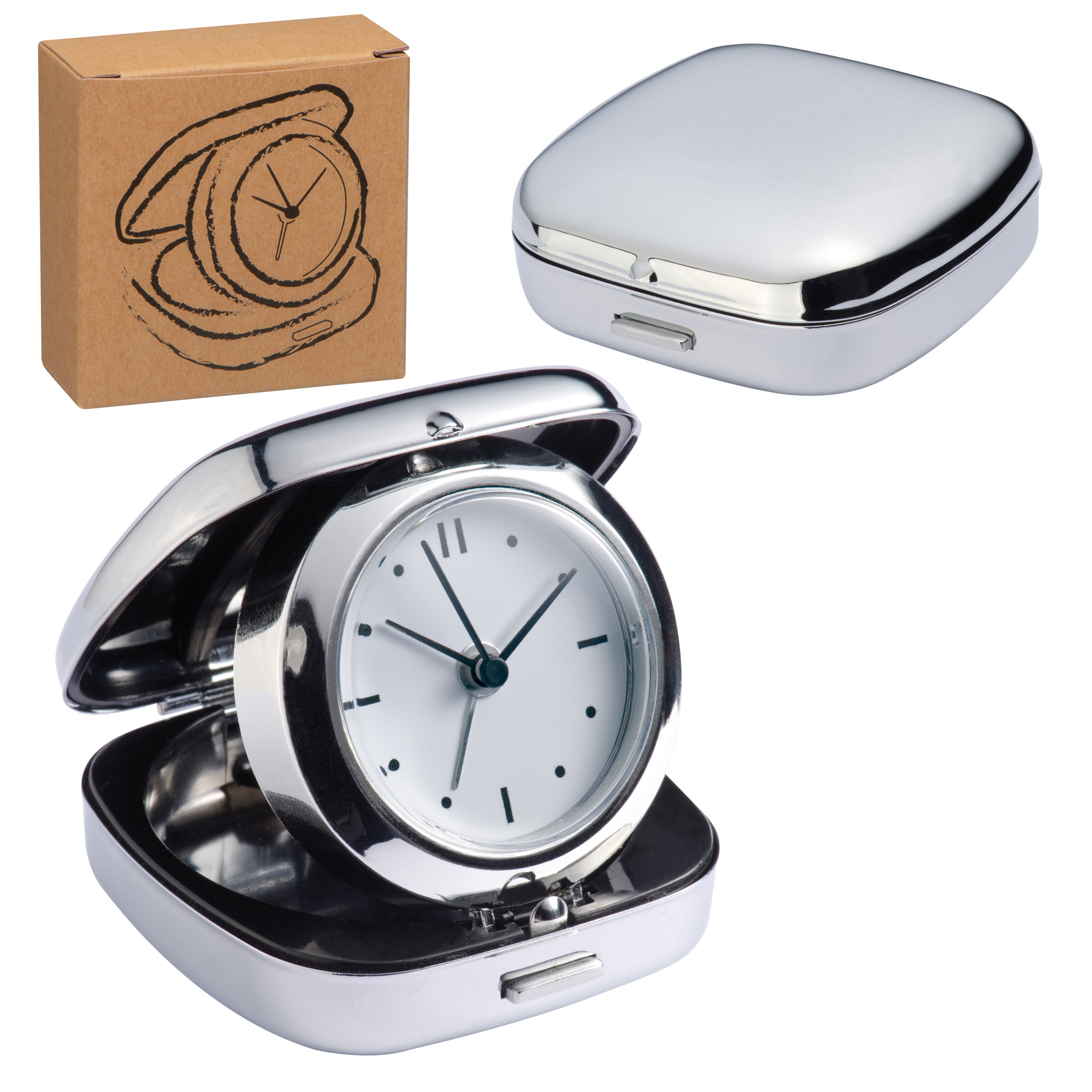 Reloj de Viaje de Cuarzo Metálico con Grabado - Shere - Alamillo