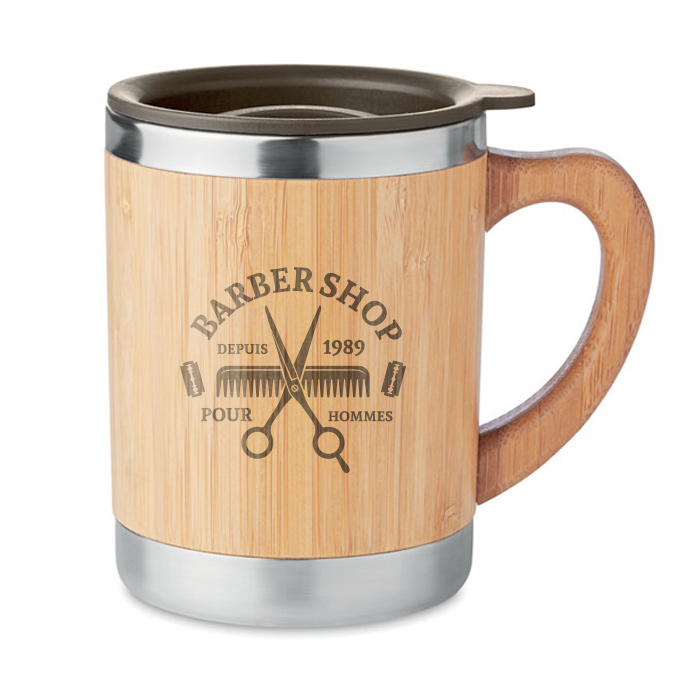 Vaso térmico de acero inoxidable de doble pared con estuche de bambú 300ml - Perarrúa