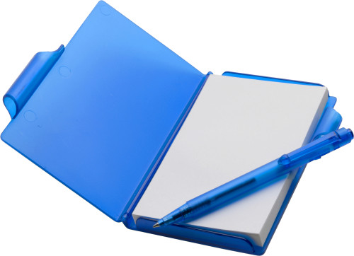 Bloc de notas con estuche de plástico y bolígrafo retráctil - Montearagón