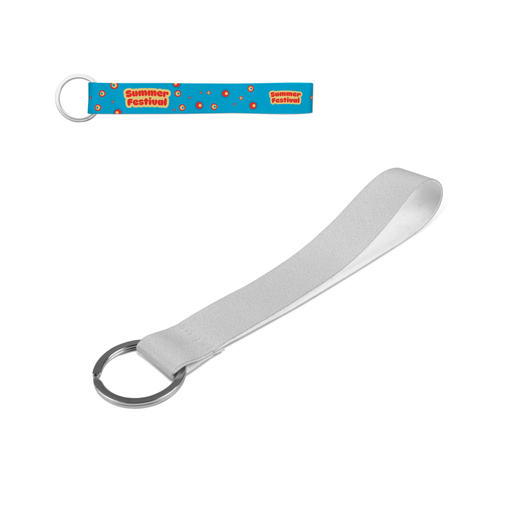 SLOUGH. Lanyard corto para sublimación en poliéster reciclado (100% rPET) con anillo