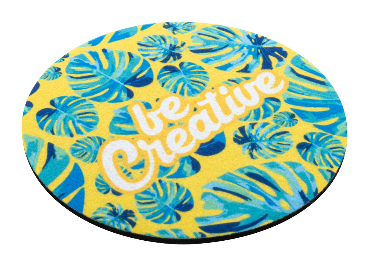 Posavasos Cuadrado de Fieltro RPET Personalizado - Los Corrales impreso con logotipo
